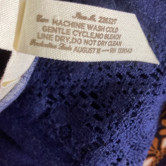 Matilda Jane Top/Blouse Women Size S Orange Floral w Navy inserts Elastic Sleeve - Picture 10 of 10